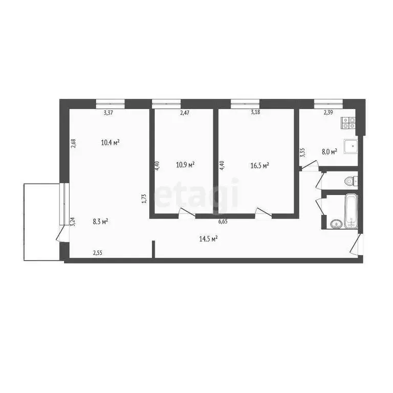 3-комнатная квартира: Йошкар-Ола, улица Карла Либкнехта, 60 (62.9 м) - Фото 0