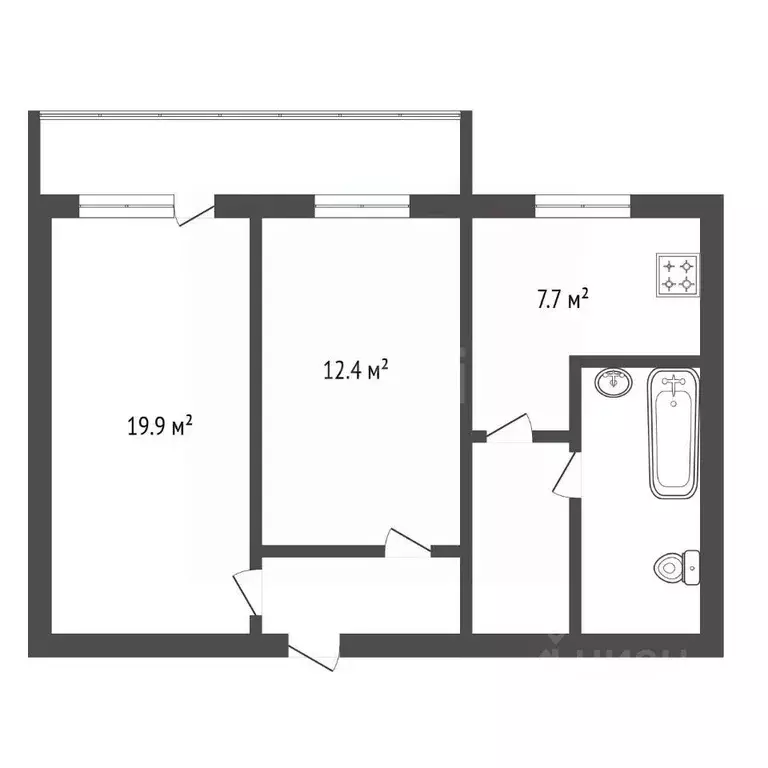 2-к кв. Амурская область, Благовещенск Партизанская ул., 69 (53.9 м) - Фото 2