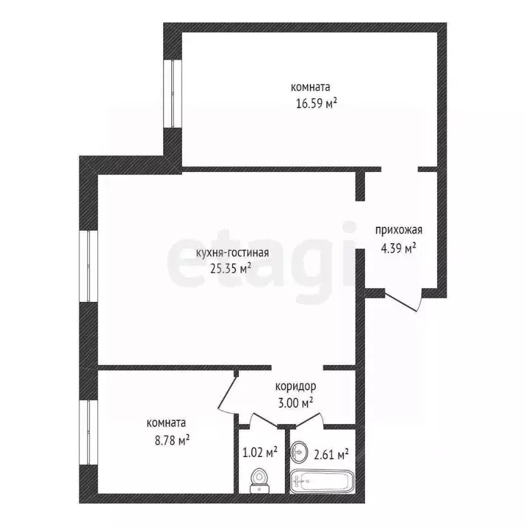 2-к кв. Красноярский край, Красноярск ул. Елены Стасовой, 48Е (61.7 м) - Фото 1