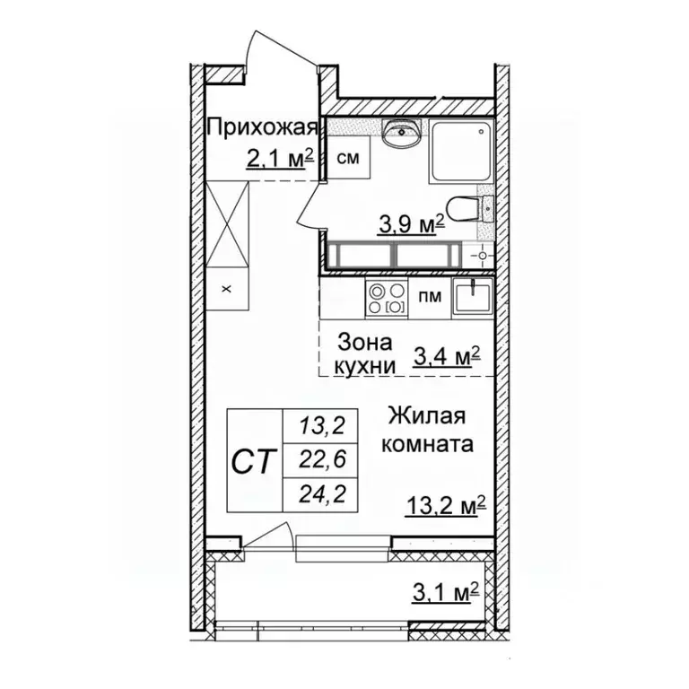 Студия Нижегородская область, Нижний Новгород Новая Кузнечиха жилой ... - Фото 0