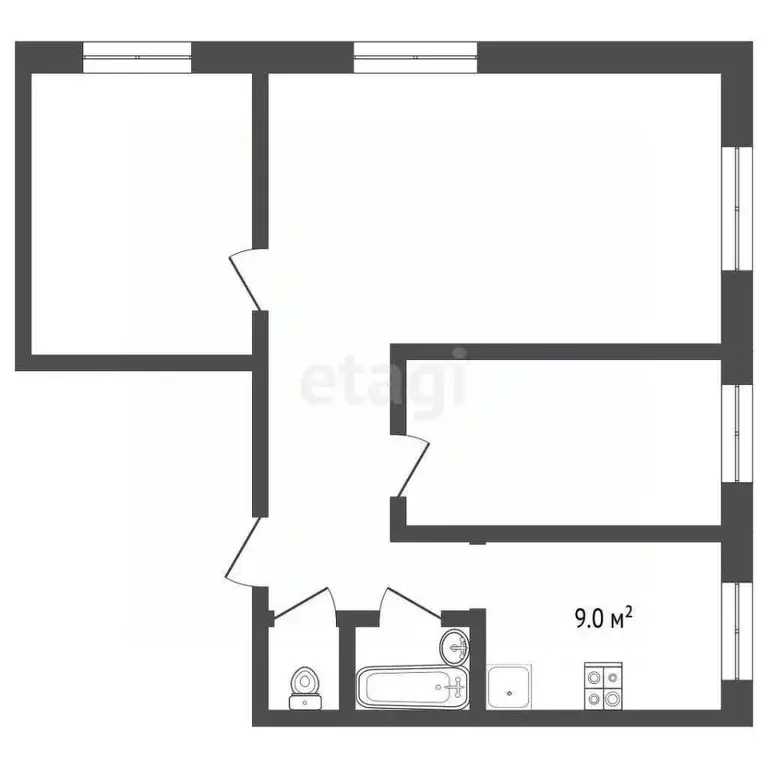3-к кв. Кемеровская область, Новокузнецк ул. 40 лет Победы, 21 (57.0 ... - Фото 2