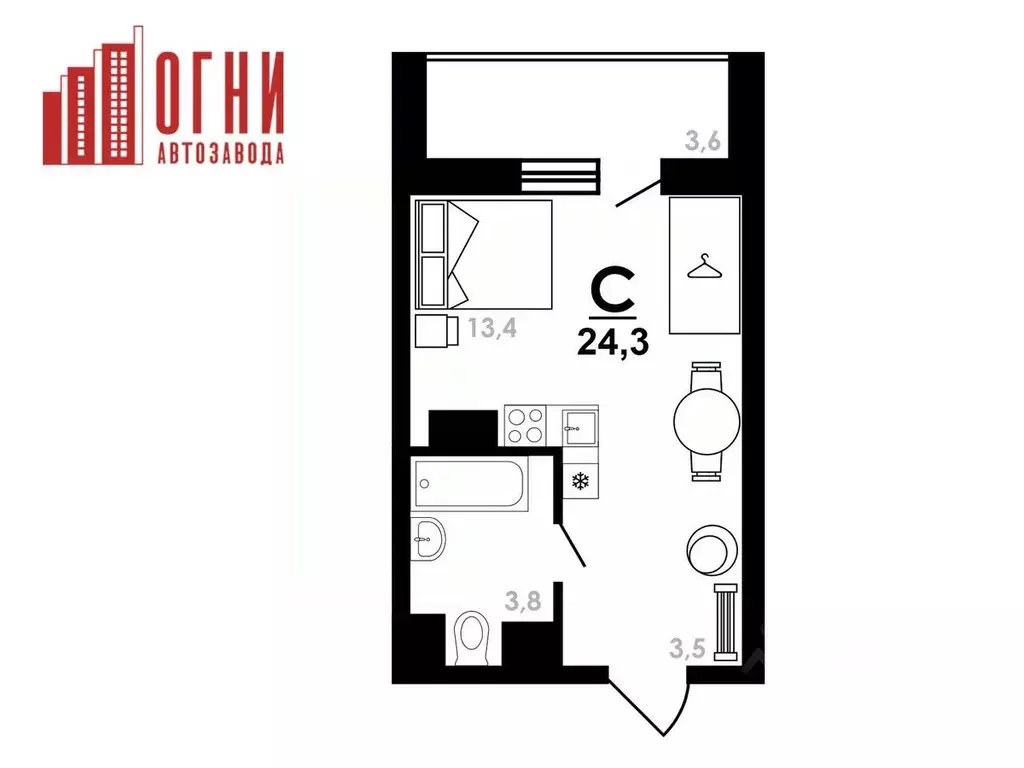 Студия Нижегородская область, Нижний Новгород Коломенская ул., 8к4 ... - Фото 1