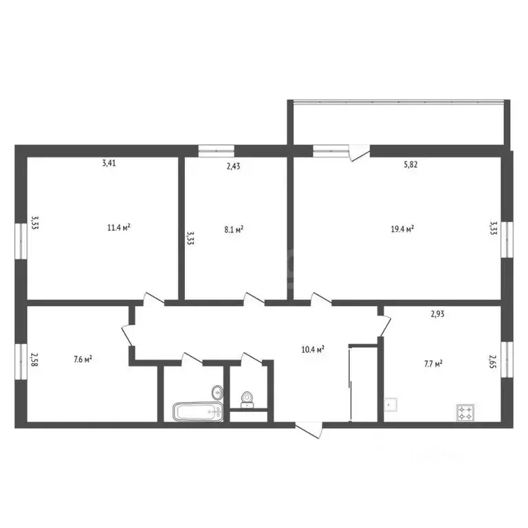 4-к кв. Амурская область, Благовещенск Игнатьевское ш., 5 (70.0 м) - Фото 2