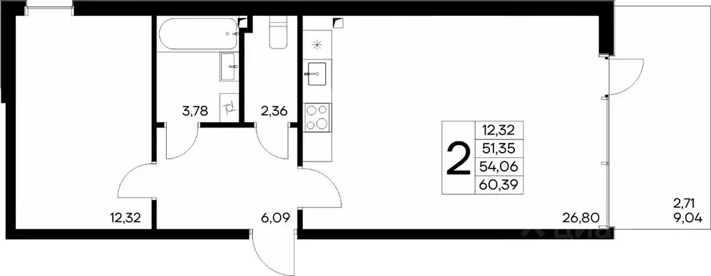 2-к кв. Крым, Сакский район, Лесновское с/пос, с. Прибрежное ул. ... - Фото 1