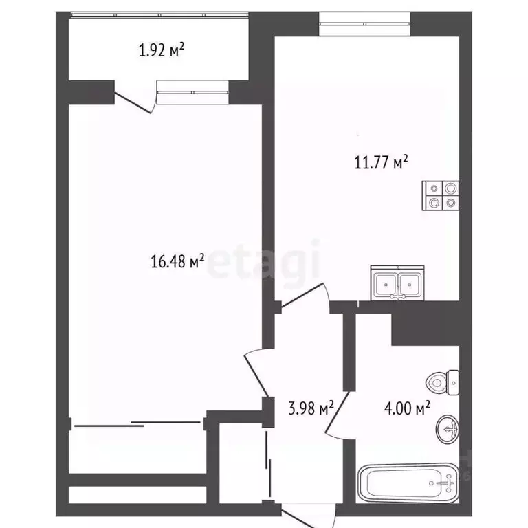 1-к кв. Татарстан, Набережные Челны просп. Сююмбике, 36 (36.3 м) - Фото 2