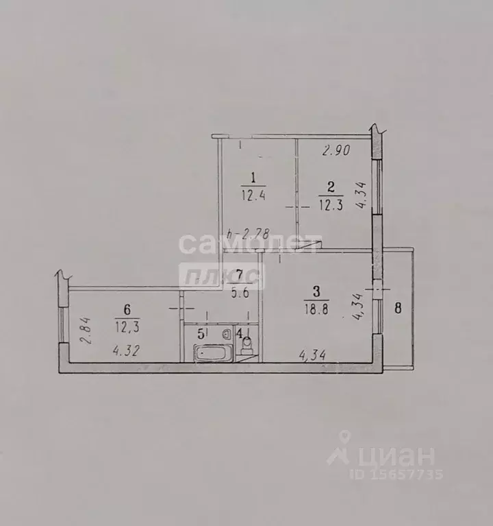 2-к кв. Омская область, Омск ул. Волховстроя, 94 (65.3 м) - Фото 1