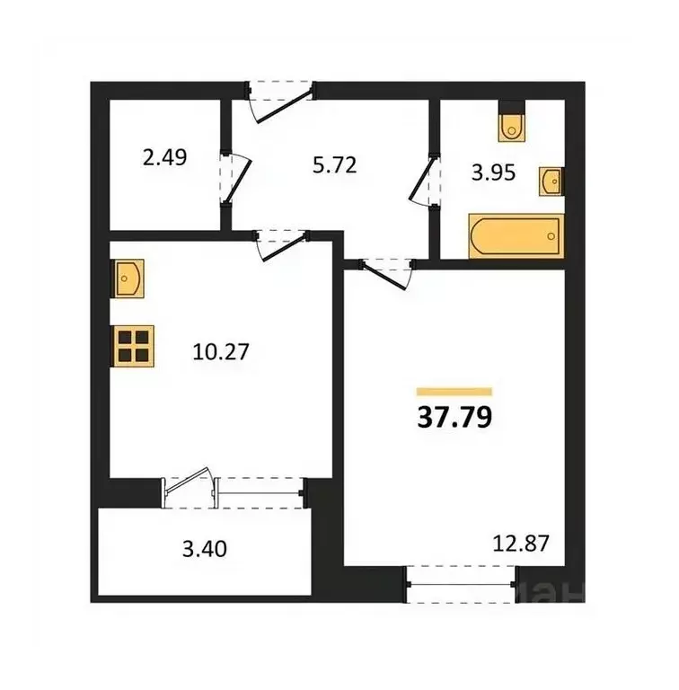 1-к кв. Воронежская область, Воронеж ул. Матросова, 60 (37.79 м) - Фото 0
