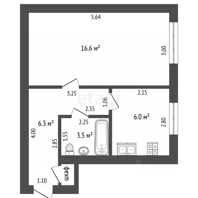 1-к кв. Мордовия, с. Ельники ул. Кирова, 3 (33.1 м) - Фото 2