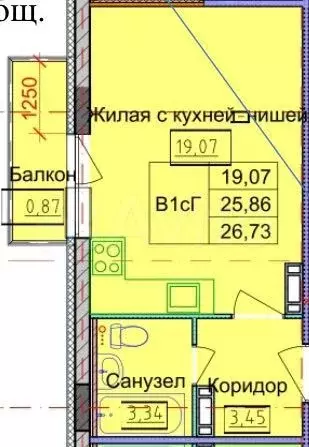 Квартира-студия, 27 м, 3/10 эт. - Фото 0