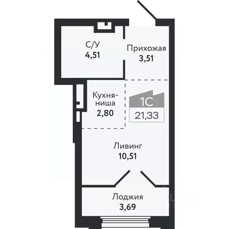 Студия Томская область, Томск Черемошники мкр, ул. Бердская, 14/3 ... - Фото 2