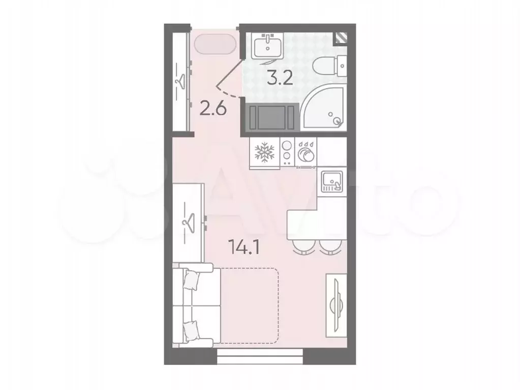 Квартира-студия, 19,9 м, 10/19 эт. - Фото 0