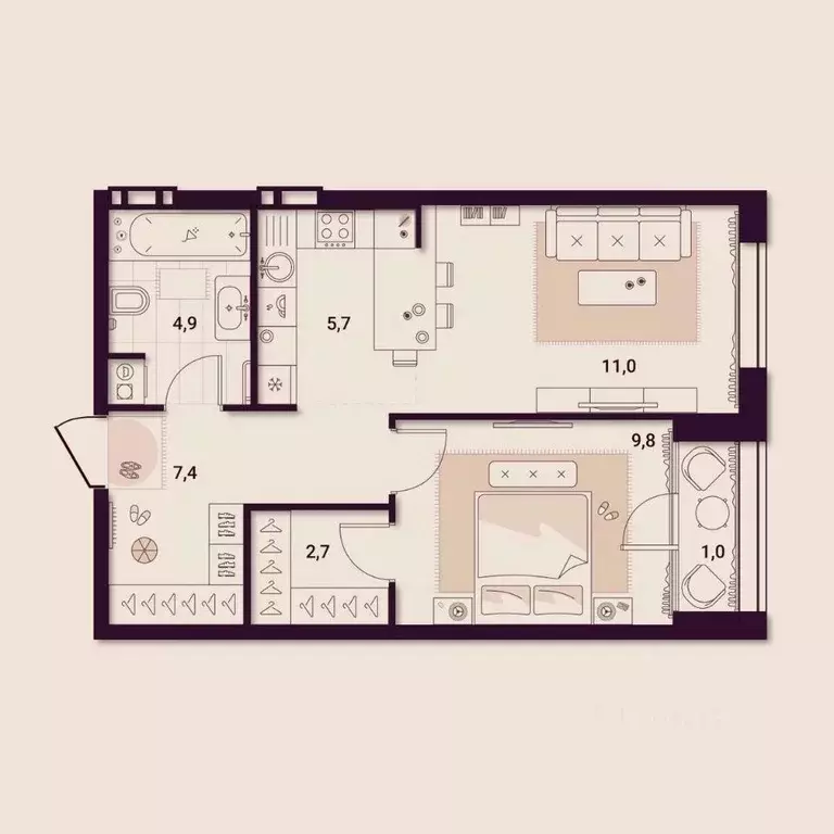 1-к кв. Приморский край, Артем ул. Куйбышева, 11А (42.52 м) - Фото 1