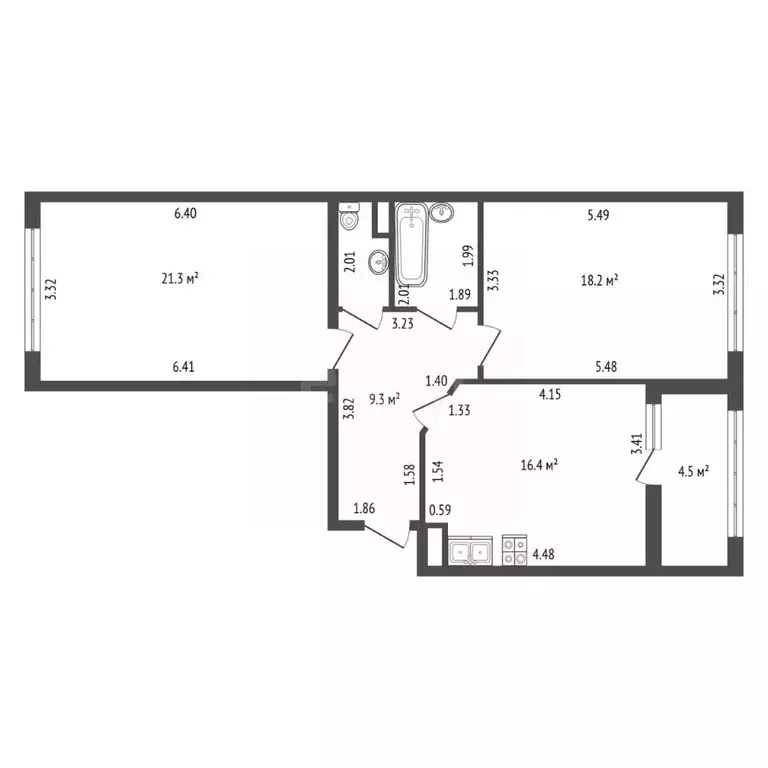 2-к кв. Санкт-Петербург Белоостровская ул., 28 (71.2 м) - Фото 2