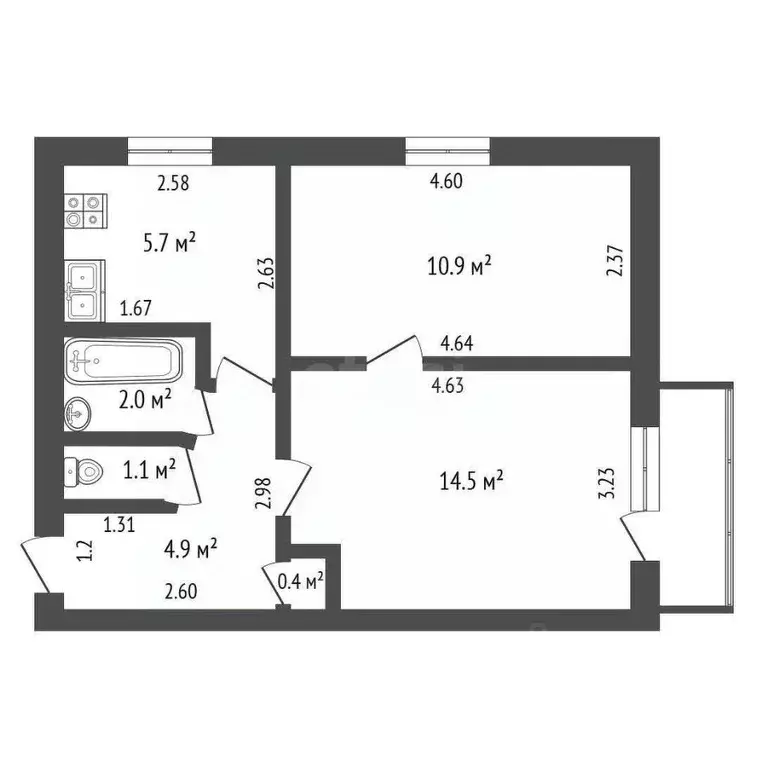 2-к кв. Архангельская область, Сольвычегодск Котласский район, ул. ... - Фото 2