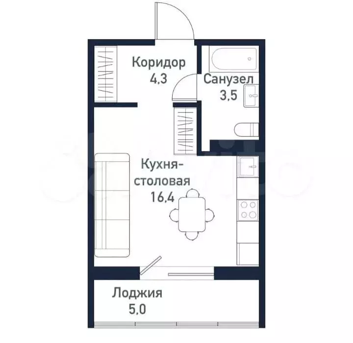 Квартира-студия: Западный, микрорайон Притяжение, улица имени ... - Фото 0