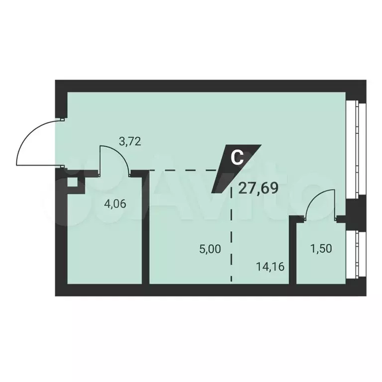 Квартира-студия, 27,7 м, 19/25 эт. - Фото 1