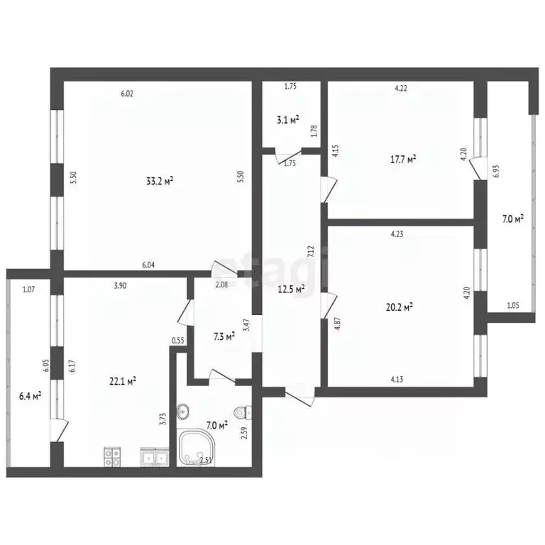 3-к кв. Башкортостан, Стерлитамак ул. Гоголя, 101 (123.1 м) - Фото 2