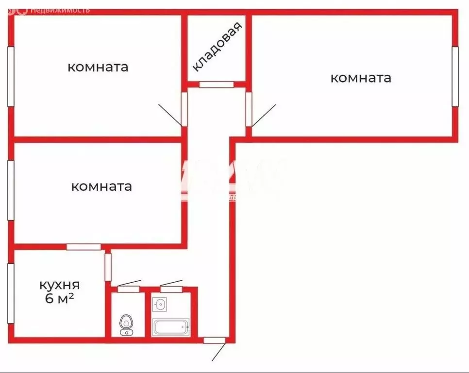 3-комнатная квартира: Еманжелинск, улица Чкалова, 8 (57.9 м) - Фото 1