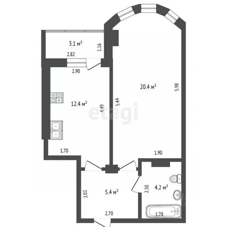 1-к кв. Саха (Якутия), Якутск ул. Петровского, 38 (42.4 м) - Фото 1