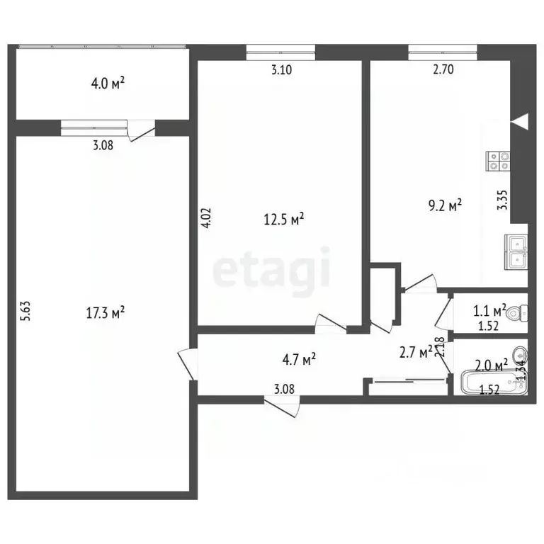 2-к кв. Самарская область, Самара Московское ш., 292 (52.0 м) - Фото 1