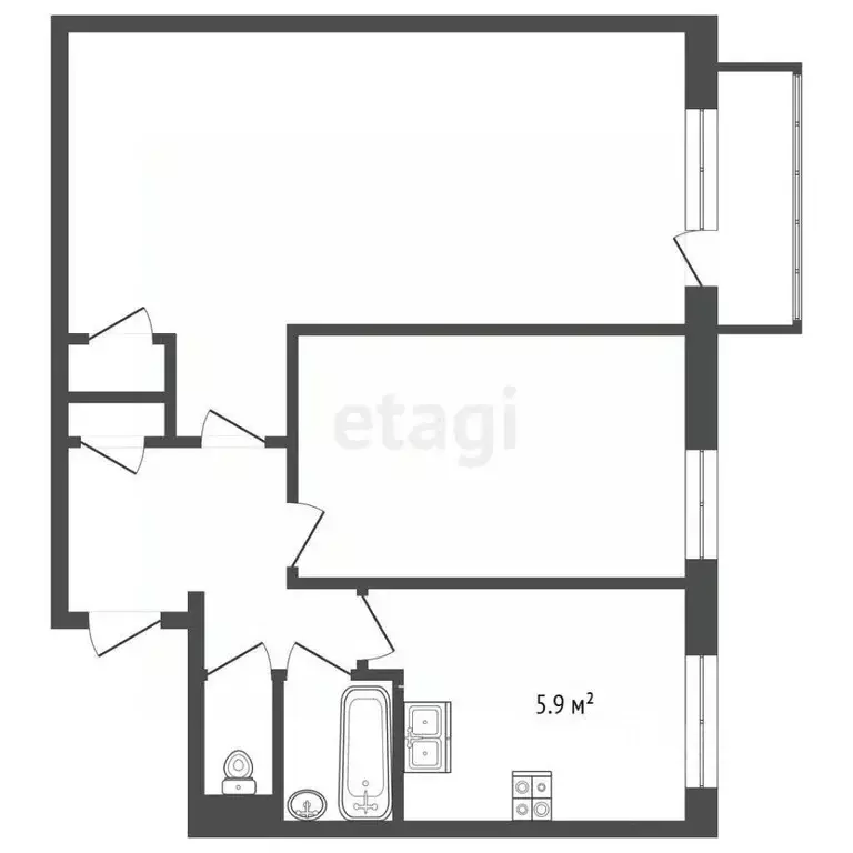 2-к кв. Архангельская область, Онега Школьная ул., 4 (42.8 м) - Фото 2