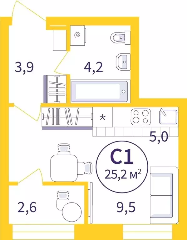 Квартира-студия: Екатеринбург, улица 22-го Партсъезда, 5 (23.88 м) - Фото 0