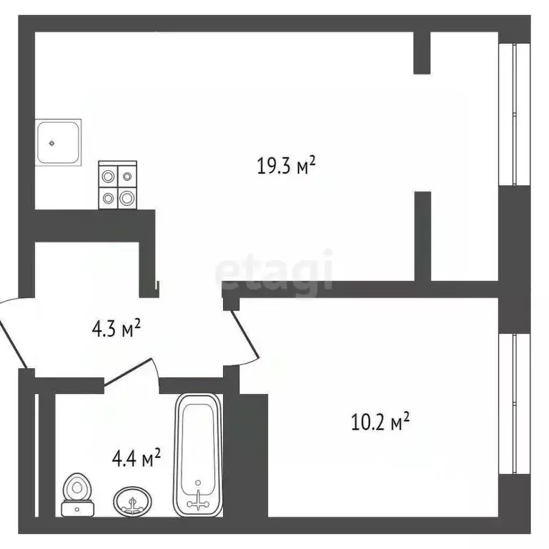 1-к кв. Тюменская область, Тюмень ул. Газовиков, 34к1 (38.3 м) - Фото 0