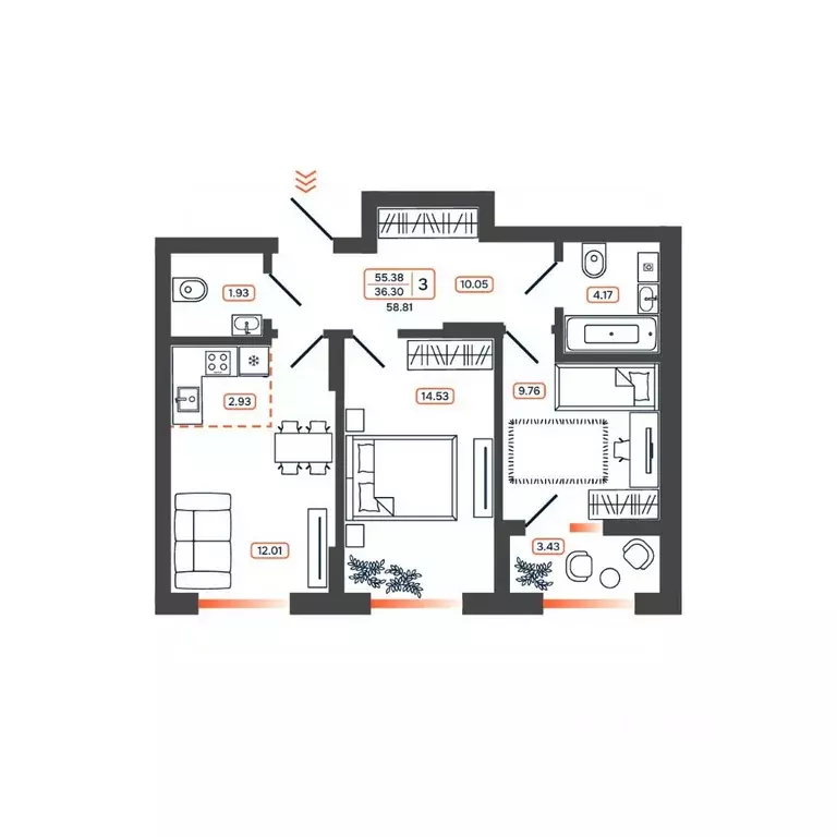 3-к кв. Ростовская область, Батайск ул. Дружная, 10 (58.81 м) - Фото 1