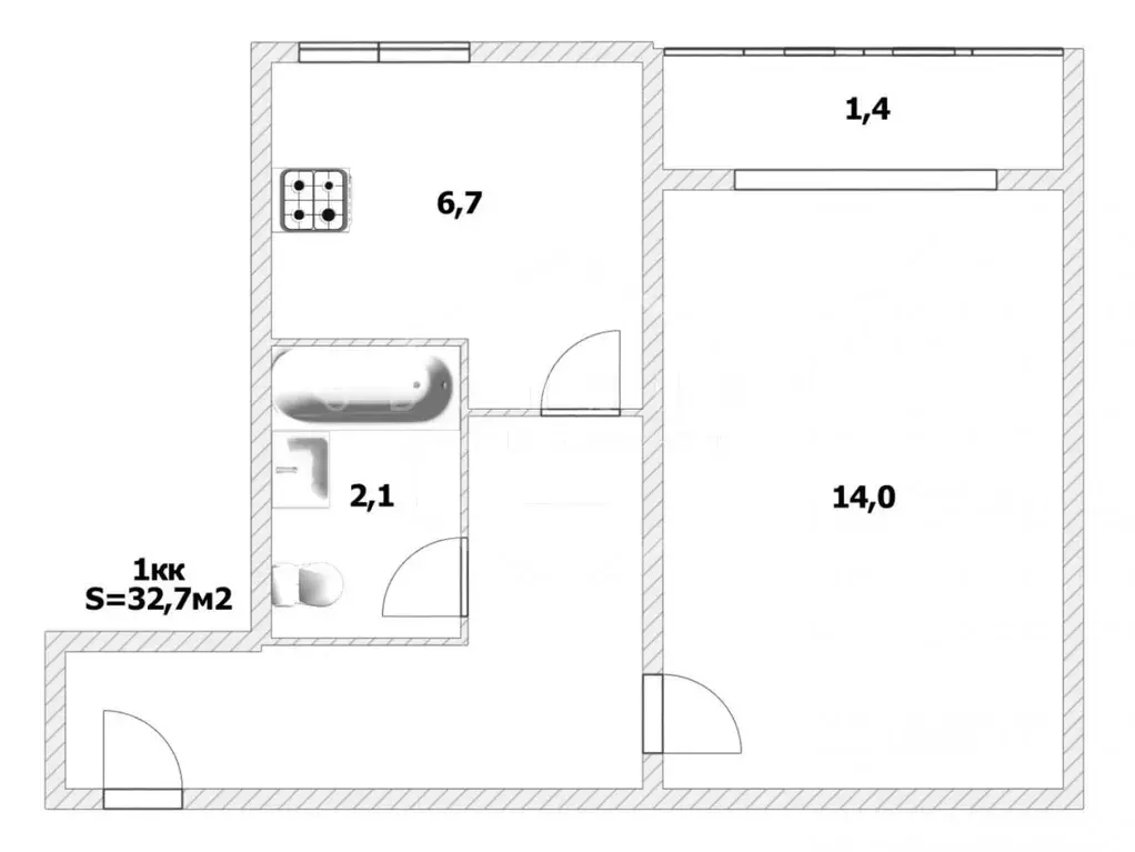 1-к кв. Калининградская область, Калининград ул. 9 Апреля, 10 (32.7 м) - Фото 2