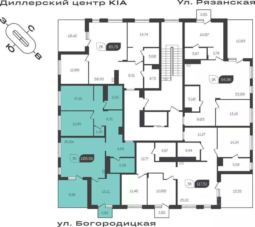 3-к кв. Тульская область, Тула ул. Богородицкая, 8В (99.74 м) - Фото 1