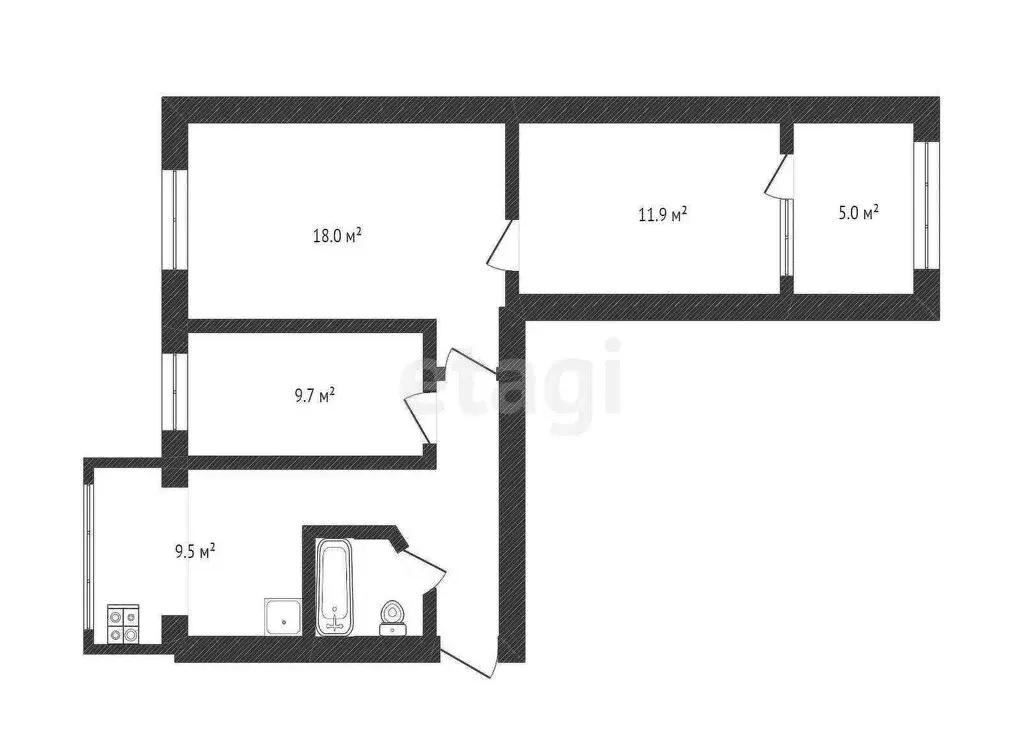 3-комнатная квартира: Нальчик, улица Кирова, 3 (66.2 м) - Фото 0