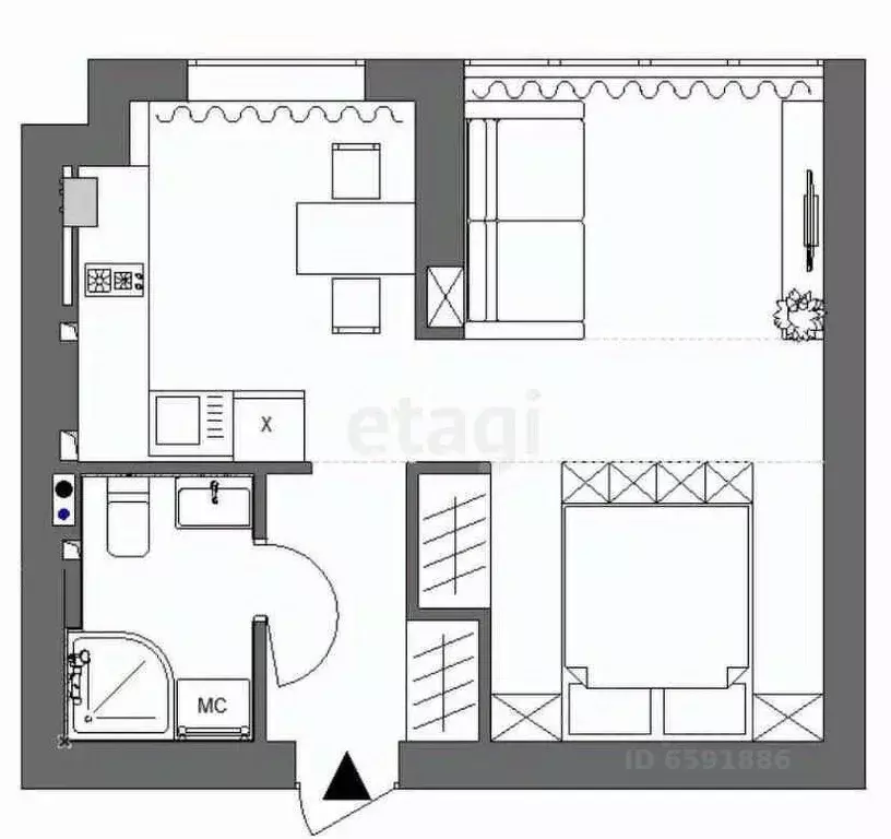 1-к кв. Тульская область, Теплое рп ул. Первомайская, 37 (28.0 м) - Фото 2