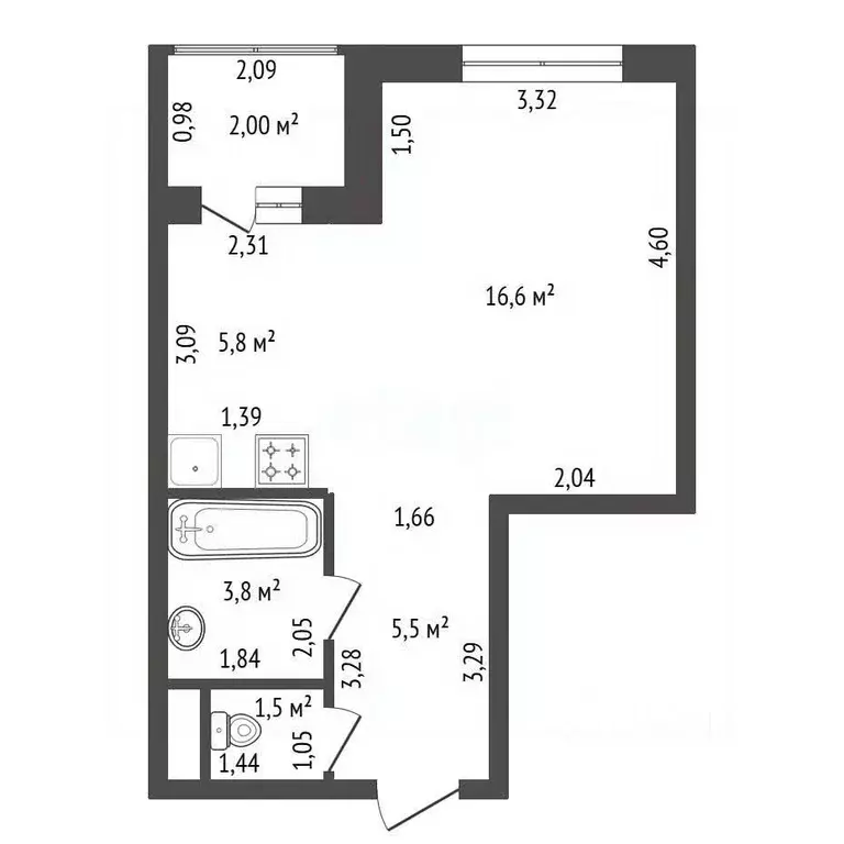 Студия Башкортостан, Уфа ул. Энтузиастов, 7 (33.2 м) - Фото 2