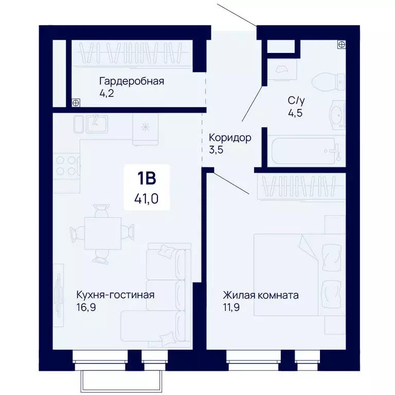 1-комнатная квартира: Екатеринбург, жилой комплекс Галактика (41 м) - Фото 0