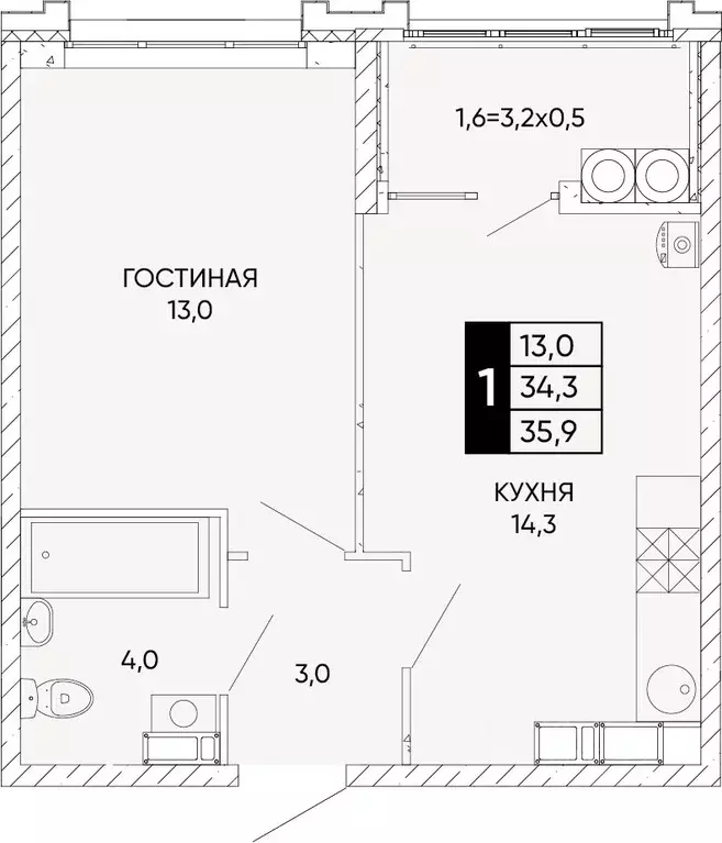 1-к кв. Ростовская область, Ростов-на-Дону Левобережье жилой комплекс ... - Фото 0