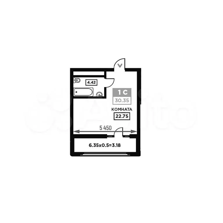 Квартира-студия, 30,4 м, 5/21 эт. - Фото 1