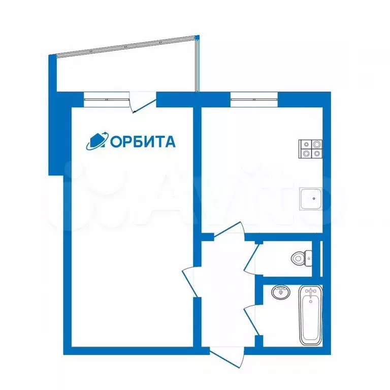 1-к. квартира, 33,6 м, 4/9 эт. - Фото 0