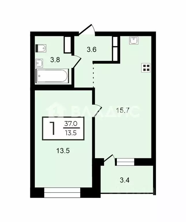 1-к кв. Санкт-Петербург Белоостровская ул., 10к1 (37.0 м) - Фото 2