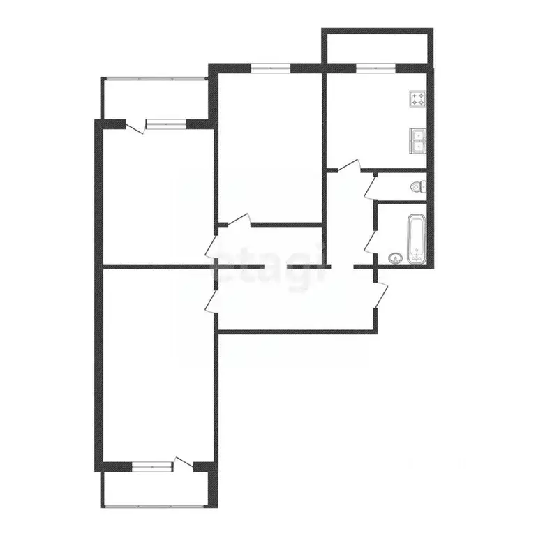 3-к кв. Белгородская область, Белгород ул. Есенина, 36 (74.6 м) - Фото 1