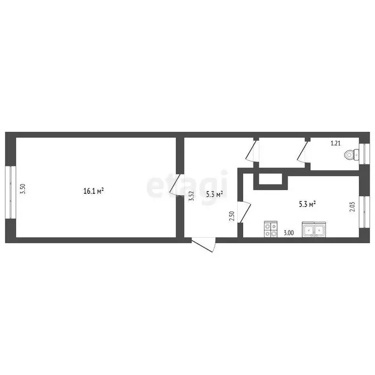 1-комнатная квартира: Котлас, улица Вяткина, 8 (30.8 м) - Фото 1