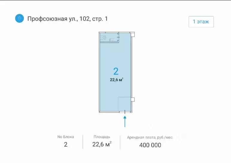Торговая площадь в Москва Профсоюзная ул., 102С1 (23 м) - Фото 1