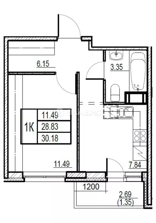 1-комнатная квартира: Мурино, улица Шувалова, 39 (29.6 м) - Фото 0