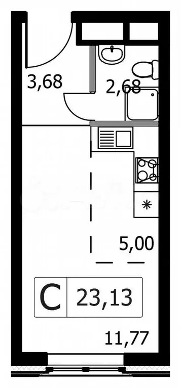 Квартира-студия, 23,1 м, 16/20 эт. - Фото 0