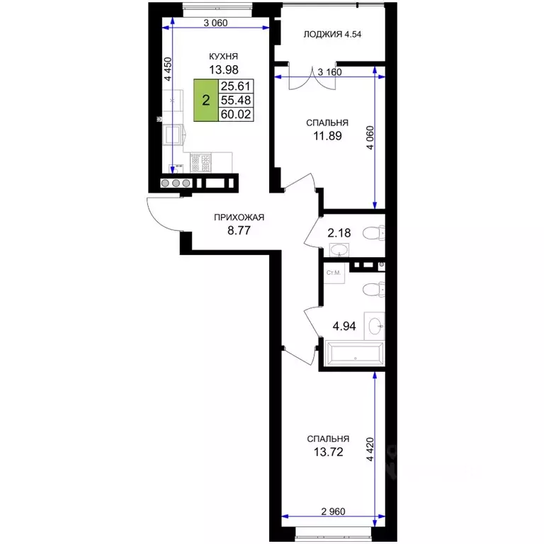 2-к кв. Калининградская область, Гурьевск Включи жилой комплекс (60.02 ... - Фото 0