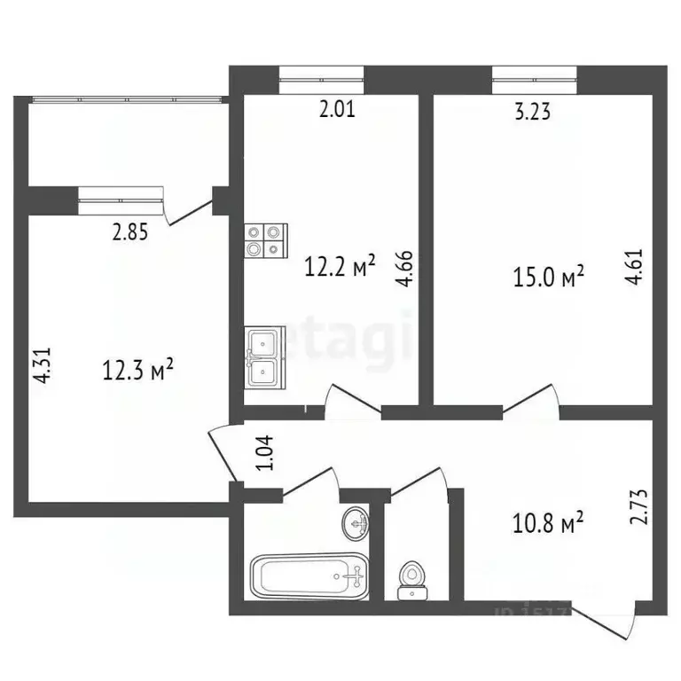 2-к кв. Ямало-Ненецкий АО, Надымский район, Пангоды пгт ул. Мира, 17 ... - Фото 2