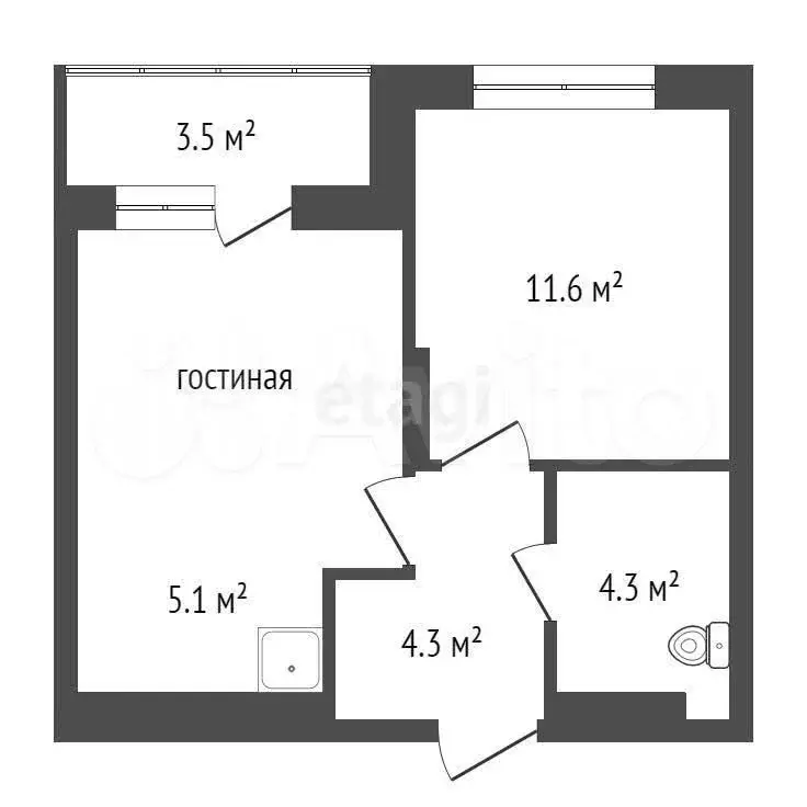 2-к. квартира, 38,9 м, 21/24 эт. - Фото 0