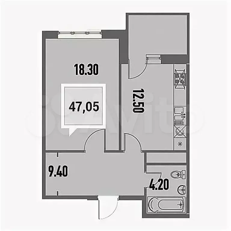 1-к. квартира, 47,2 м, 10/25 эт. - Фото 0