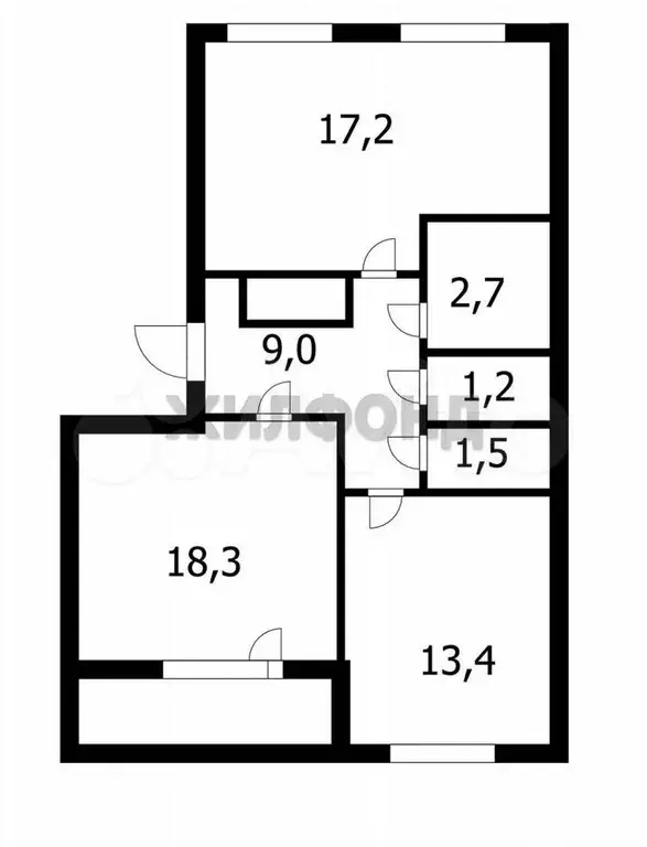 2-к. квартира, 65 м, 1/2 эт. - Фото 0