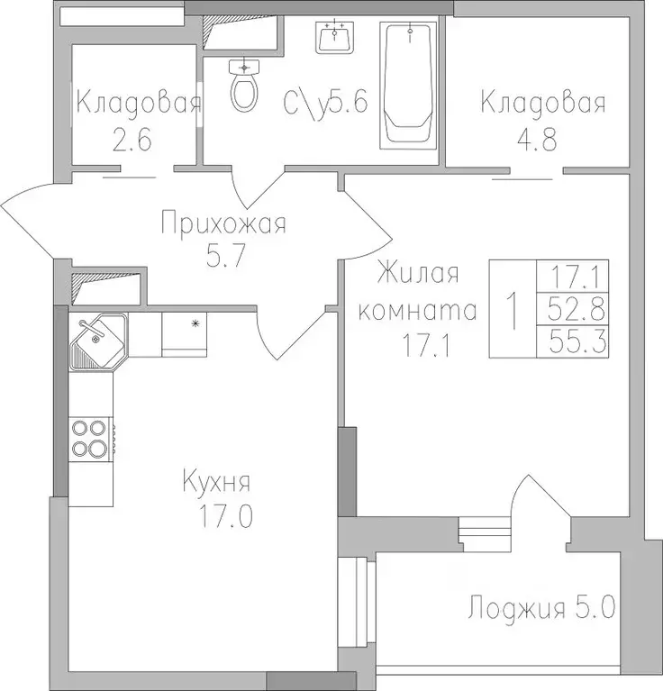 1-к кв. Липецкая область, Липецк ул. Тельмана, 120 (55.3 м) - Фото 0