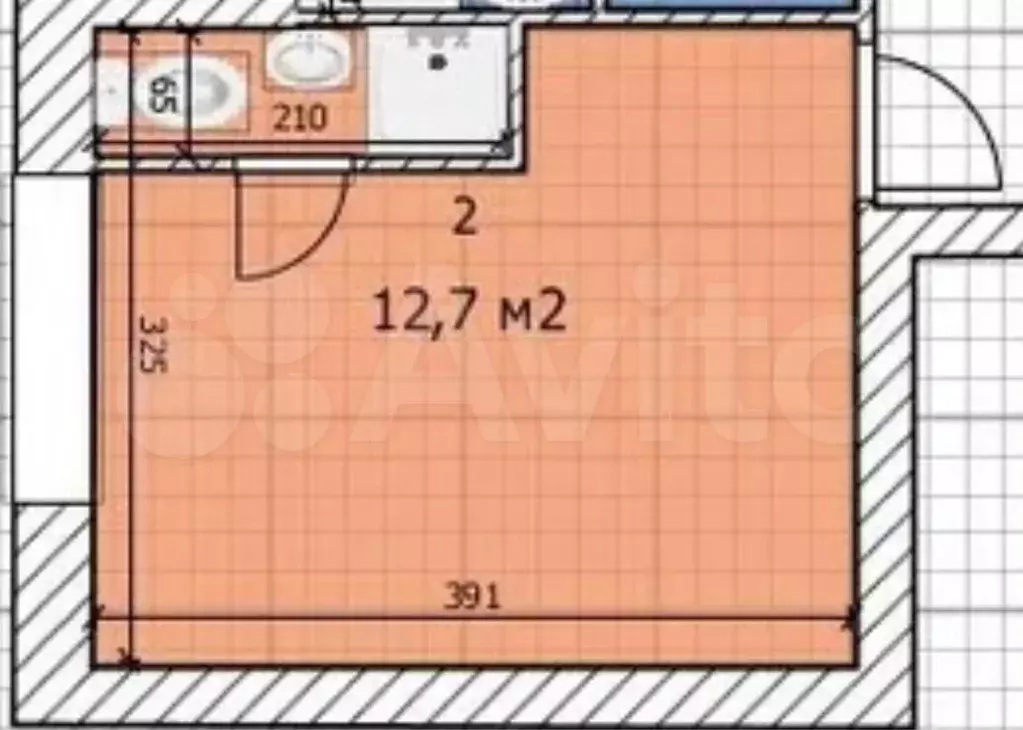 Квартира-студия, 12,8 м, 1/4 эт. - Фото 0